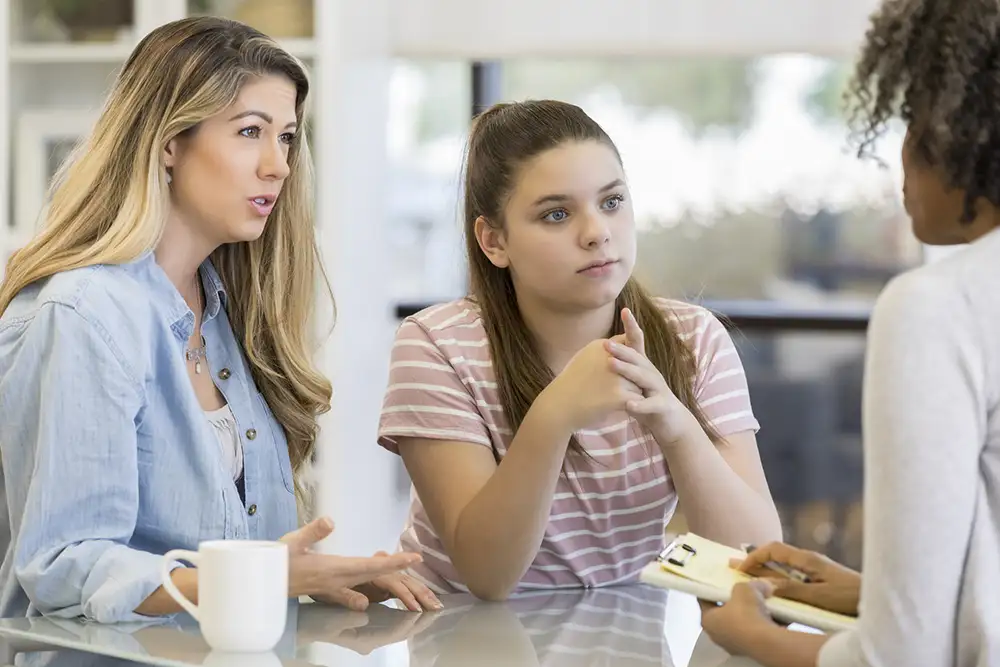 Mother and daughter in a counseling session