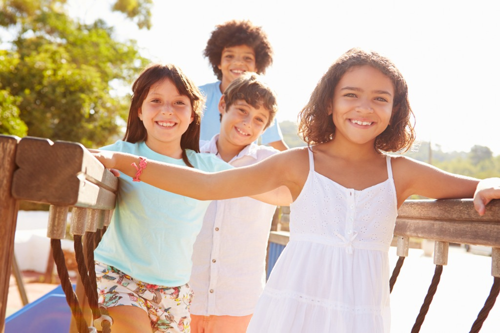 Happy young children in a classrom