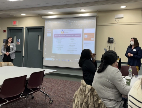 Image Description: CHDI staff leading a meeting for Connecticut OPCC providers in March.